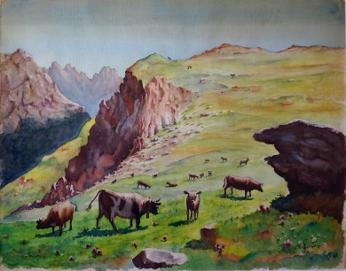 VACAS PASTANDO POR EL VALLE DE TENA